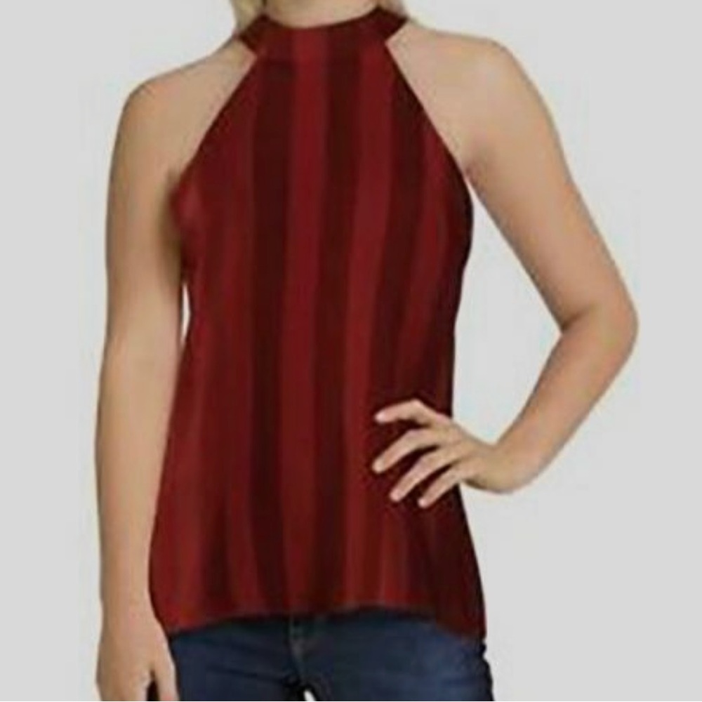Endless Rose Women's Striped Burgendy Halter-Neck Sleeveless Blouse. NWT
